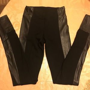 Aritzia Wilfred Free Vegan Leather 2 tone leggings